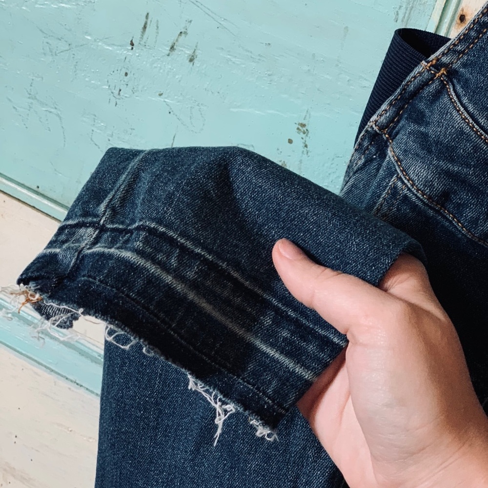 Ripped jeans maternity overalls